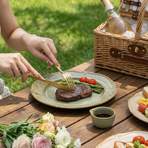 Assiette en céramique faite main à motif en relief, bordure perlée style Parisien, style français vintage, pour dîner, dessert, accompagnement, <span class=keywords><strong>vaisselle</strong></span> de café et bistrot - Product Image 4