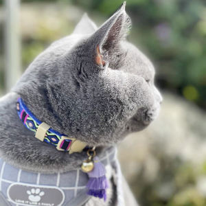 Collar con estampado de gato y mascota, moderno, colorido, con borla - Product Image 4
