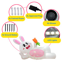 Ourwarm 8FT lapin de Pâques gonflable couché léger extérieur fête décorations de Pâques