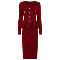 KD2335 Robe tricotée élégante pour le printemps Robe sirène pour le bureau Robe de soirée à manches longues pour femme