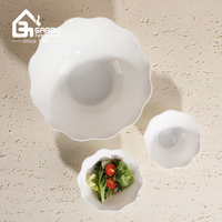 Magnetronbestendige witte opaalglazen schaal 8 inch groothandel groente fruit soep schaal gehard 980ml witte opaalglazen schaal