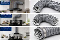 Tuyau flexible industriel en aluminium recouvert de PVC sur mesure, de 50 mm à 500 mm, pour hotte de cuisine et cuisinière à gaz