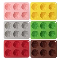 Moule en silicone à 6 cavités en forme de rose pour gâteaux, biscuits, savons, bonbons, chocolat, gelée et glaçons