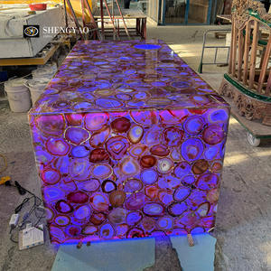 Dalle de comptoir en <span class=keywords><strong>agate</strong></span> verte rétroéclairée personnalisée, pierre lumineuse pour îlot de cuisine, dessus de table, panneau mural - Product Image 3