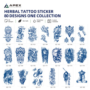 Autocollants de <span class=keywords><strong>tatouage</strong></span> semi-permanents imperméables à base de plantes, 80 motifs, phosphorescents, 110x180mm, vente en gros - Product Image 2