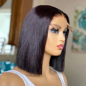 Vente en gros perruque courte Bob Hd Lace cheveux humains vierges femmes perruque Lace cheveux naturels meilleure perruque indienne frontale Super double tirage - Product Image 1