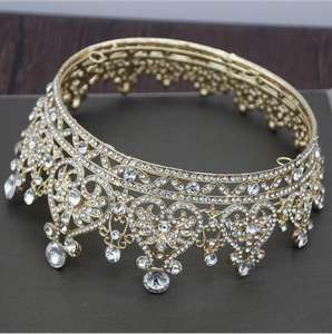 高級ロイヤルキングウェディングクラウンブライドティアラとクラウンクイーンヘアジュエリークリスタルディアデムウエディングヘッドドレスヘッドアクセサリーページェント - Product Image 6