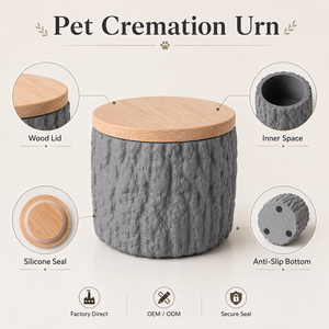 Kotak Kenangan Kayu untuk Kremasi Hewan Peliharaan, Desain Kulit Pohon, Tempat Abu Anjing Kucing, Grosir - Product Image 4