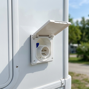 IP44 16A 230V CEE Camping <strong>Caravan</strong> <strong>Mains</strong> Flush Fit Hook up Extension Power Supply Mounting <strong>Plug</strong> Socket Inlet With Hinged Lid - Product Image 1