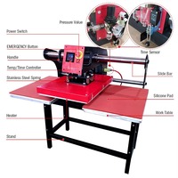 Presse à chaud pneumatique semi-automatique AIBA 40*60cm à double poste de travail, machine de marquage à chaud à plat grand format pour la vente en gros