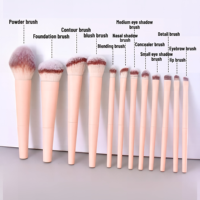 Ensemble professionnel de 12 pinceaux de maquillage rose pâle, pinceaux en fibres synthétiques vegan de qualité supérieure, pinceaux cosmétiques à étiquette privée, ensemble d'outils