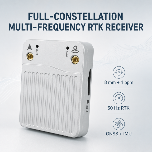 High Precision Full Frequency GNSS RTK Receiver with IMU 50Hz for Robotics and Autonomous Vehicles