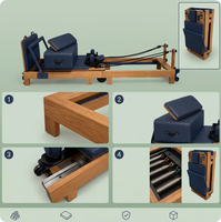 Cama de Pilates Plegable de Madera de Arce con Sistema de Poleas para Entrenamiento en Estudio, Máquina de Pilates Reformer