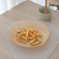 Papiers de cuisson jetables enduits pour friteuse à air chaud, antiadhésifs, résistants à la graisse et à la chaleur, recyclables, pour cuisine, OEM ODM