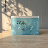 Petite pochette à bijoux transparente avec logo en or personnalisé de haute qualité Sac à fermeture éclair en plastique EVA