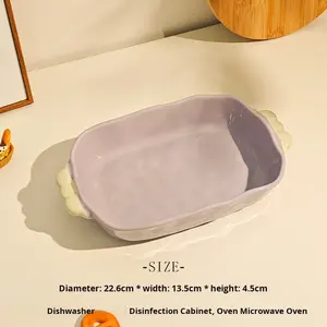 Eastern Rock Ins Style Korean Sugar <strong>Bean</strong> Color Blocked <strong>Ceramic</strong> <strong>Baking</strong> Tray Oven Microwave Safe <strong>Baking</strong> Cheese Baked Rice Plate - Product Image 6