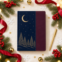 Carnet de notes personnalisé WANGHAN, couverture rigide en papier A5, bicolore, motif sapin de Noël, prune marine et or, 80 feuilles, cadeau d'entreprise