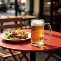Mug à bière classique en verre transparent avec poignée, grand format, style pub, pour bar, maison, fête, barbecue, pique-nique, compatible lave-vaisselle