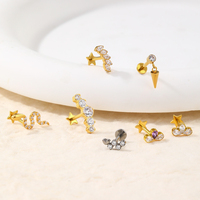 Toposh ASTM F136 Zircon serpent Fleurs Rock Threadless Push In top Anneaux balancent oreille Labret g23 titane piercing bijoux