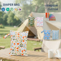 Sac à langer imperméable personnalisé 20*25 cm en PUL avec poignée à pression, sac à couches lavables réutilisable résistant à l'eau pour bébé