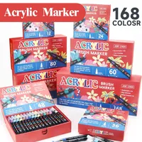168 couleurs pointe souple en plastique acrylique marqueurs effaçables double face grande série de couleurs Art peinture ensemble enfants bricolage OEM