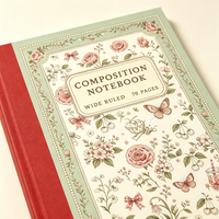 Carnet de composition personnalisé Rose Cherry avec bordure verte et dos rouge – Cadeau de fêtes