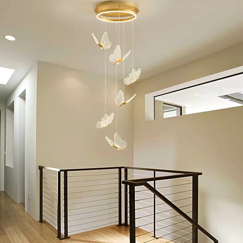 Indoor Hotel Livingroom Chandelier Light Luxury Led Modern Butterfly Style Stair Chandelier Pendant Lighting · image 4