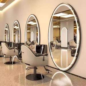 Miroir de coiffure moderne en verre, durable, sur pied, mobilier de salon commercial - Product Image 4