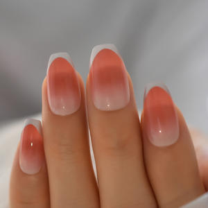 Prensa en las <span class=keywords><strong>uñas</strong></span> Ataúd con puntas francesas Ombre Pink Colors Productos de belleza brillantes Manicura - Product Image 3