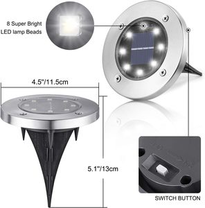 ไฟฝังดินพลังงานแสงอาทิตย์แบบกันน้ำ IP65 จำนวน 8 ดวง พร้อมรีโมทคอนโทรลอัตโนมัติ มุมลำแสง 360 องศา ใช้งานได้นาน 8-10 ชั่วโมง เหมาะสำหรับสวนและภูมิทัศน์ - Product Image 4