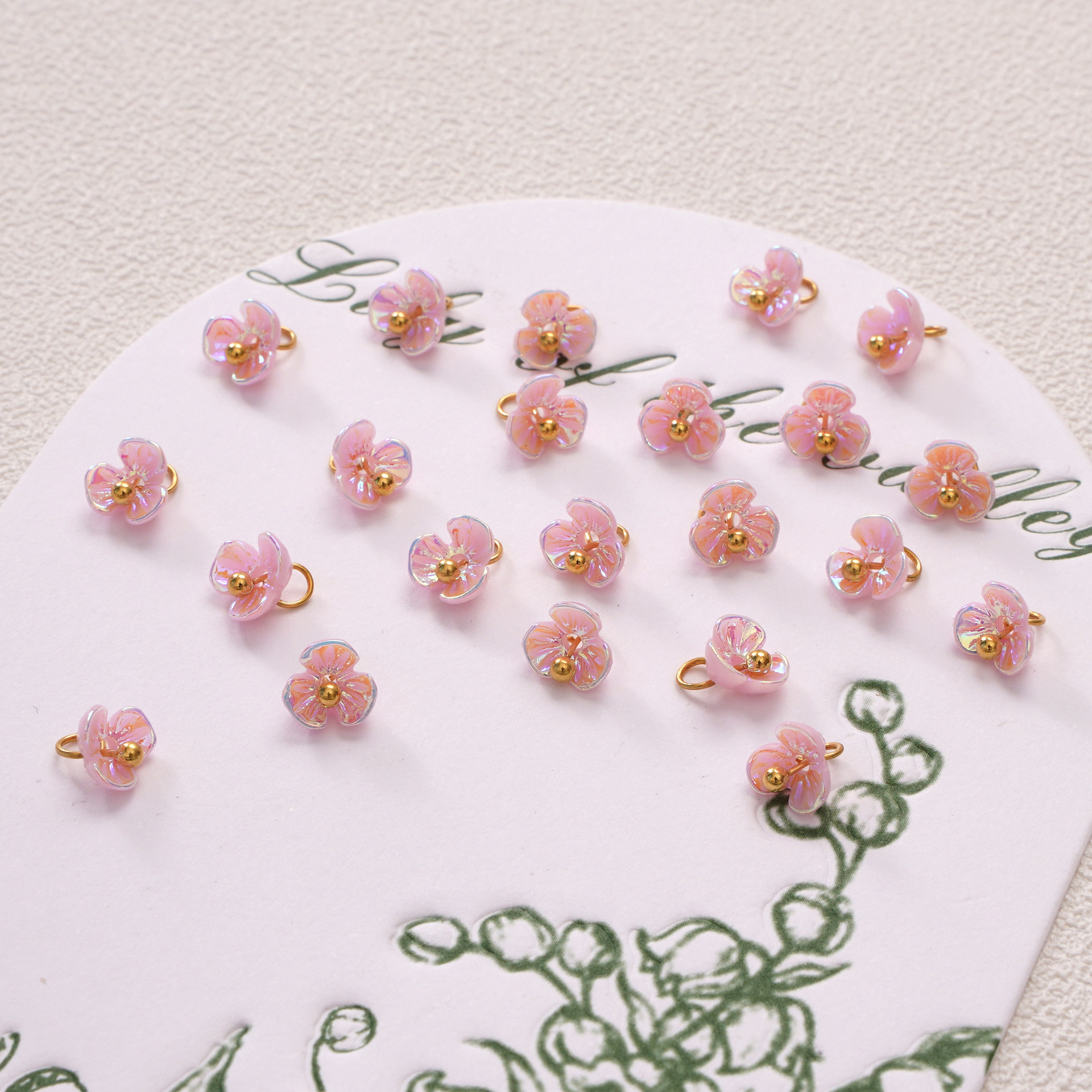 Three-petaled flower 6mm Pink AB
