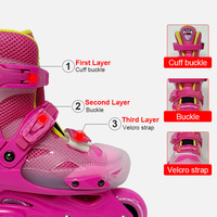 Patins à roulettes en ligne X-TECH X-Rocket LED OEM personnalisés, réglables, clignotants, 4 roues, pour enfants/adolescents, avec roulements ABEC-5 et roues en PU