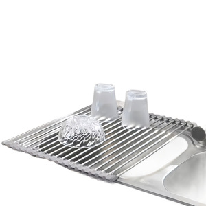 Escurridor de Platos Plegable de Acero Inoxidable, Soporte para Tazas de Fregadero de Cocina, Diseño Cuadrado - Product Image 1