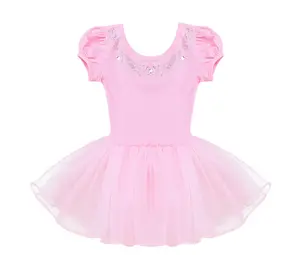 Robe Tutu à manches courtes avec imprimé licorne, jupes pour filles, vêtement de danse de Ballet, dessin animé, licorne, diamant,