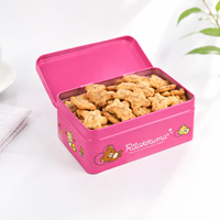 Boîte à biscuits rectangulaire en fer blanc rose personnalisée, recyclable, de qualité alimentaire, pour biscuits, bonbons, chocolat, pain