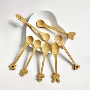 Cuillères en bambou pour enfants, dessin animé, pour desserts, café, glaces, biodégradables, jetables - Product Image 2