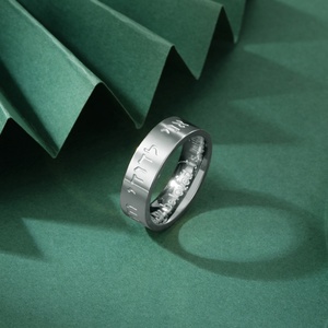 Anillo de dedo de <span class=keywords><strong>escritura</strong></span> <span class=keywords><strong>hebrea</strong></span>, accesorios de texto de doble cara, ropa de boda, joyería de acero inoxidable, regalo de San Valentín - Product Image 2