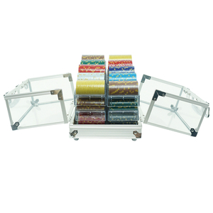 Juego de <span class=keywords><strong>fichas</strong></span> de póker portátiles de 600 Uds., Maleta de aluminio vacía con caja de almacenamiento transparente para llaves de la fábrica profesional de Pokerchips - Product Image 5