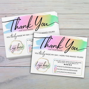 Custom Personalised Thankyou Cards Colorful Printed Logo Glossy Matte Finish Thank You Cards for Supporting <strong>My</strong> Small Business - Product Image 2