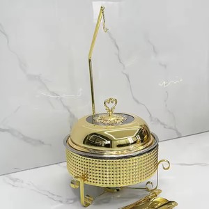 Estufa de Alcohol de Acero Inoxidable, Redonda, Colgante, para Buffet, 8L, 10L, 5.5L, Dorada, para Uso en Hoteles y Restaurantes - Product Image 2