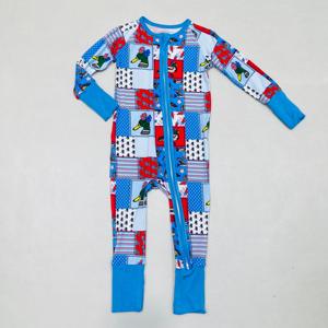 Nuevo Diseño, Pijama <span class=keywords><strong>de</strong></span> Bambú Viscosa para Bebé con Estampado Personalizado al por Mayor, Mameluco <span class=keywords><strong>de</strong></span> Bambú Orgánico con Doble Cremallera, Unisex, para Todas las Temporadas - Product Image 2