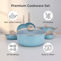 Ensemble de casseroles en aluminium classique de luxe avec revêtement antiadhésif en marbre, poêle à frire, casseroles, grand ensemble de casseroles