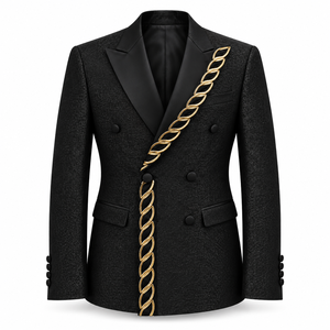 <span class=keywords><strong>Costume</strong></span> de <span class=keywords><strong>mariage</strong></span> de luxe pour <span class=keywords><strong>homme</strong></span>, coupe ajustée, orné de strass et de sequins, blazer simple boutonnage 2 pièces - Product Image 1