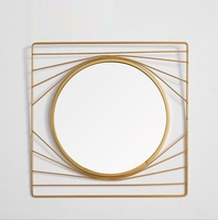 Meilleure vente, forme carrée, cadre en métal doré moderne, art mural, miroir décoratif pour salon