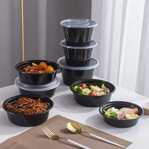 Disposable Food Prep Containers Microwavable Black Eco Friendly Take Out Containers 15oz 23oz 30oz 33oz 42oz 50oz 59oz Plastic