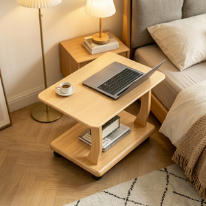 Modern Wood Coffee Table Scandinavian <b>Design</b> With Storage Movable Living Room Furniture - Product Image 1