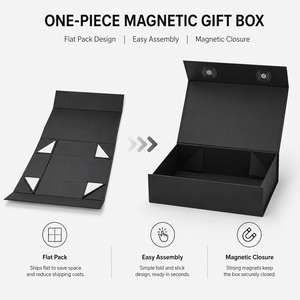 <b>Black</b> Custom Design Large Logo Paper Magnetic Closure Folding <b>Box</b> Packaging Luxury Collapsible Rigid Cardboard Foldable <b>Gift</b> <b>Box</b> - Product Image 2