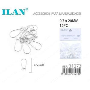 Ganci per orecchini Ilan 0,7x20 mm colore argento per la creazione di gioielli 12 pezzi - Product Image 3