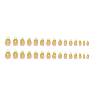 Juego de 24 <span class=keywords><strong>Uñas</strong></span> Acrílicas <span class=keywords><strong>Elegantes</strong></span> con Diseño de Líneas Coloridas para Mujer, <span class=keywords><strong>Uñas</strong></span> Postizas con Punta Francesa en Forma de Almendra, Acabado Brillante y Cobertura Completa - Product Image 5