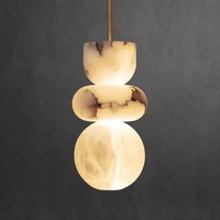Luminaire suspendu moderne minimaliste en marbre d'albâtre, design espagnol, en laiton, LED à intensité variable, pour chambre, salle à manger, hôtel, bar